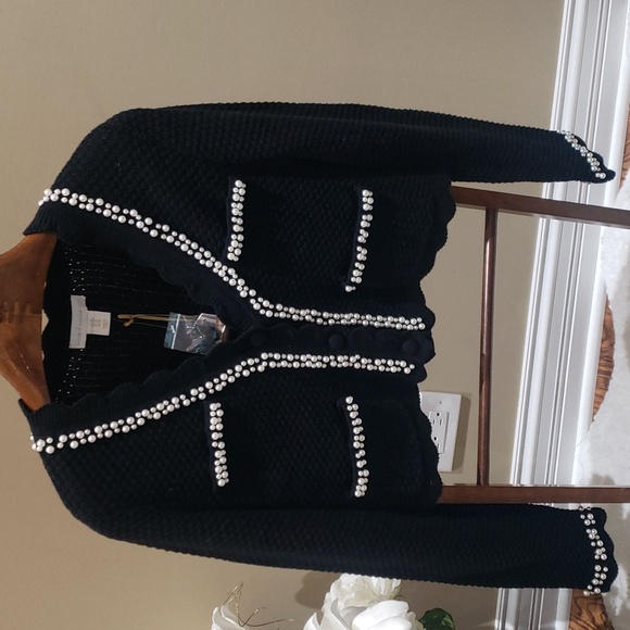 Nwt medium  House of Harlow black sweater with pearls - Picture 3 of 15